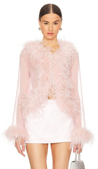 Bubish Gigi Feather Blouse in Pink. - size 6/XS | Revolve Clothing (Global)