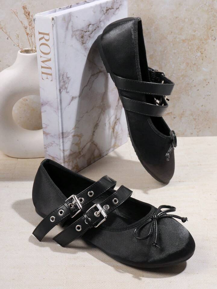 Women's Fashion Ballet Style Flat Shoes With Bow Knot Decoration | SHEIN