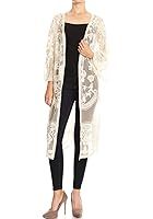 MissShorthair Womens Fashion Lace Crochet Open Front Cardigan Kimono Blouse Tops with Tassels | Amazon (US)
