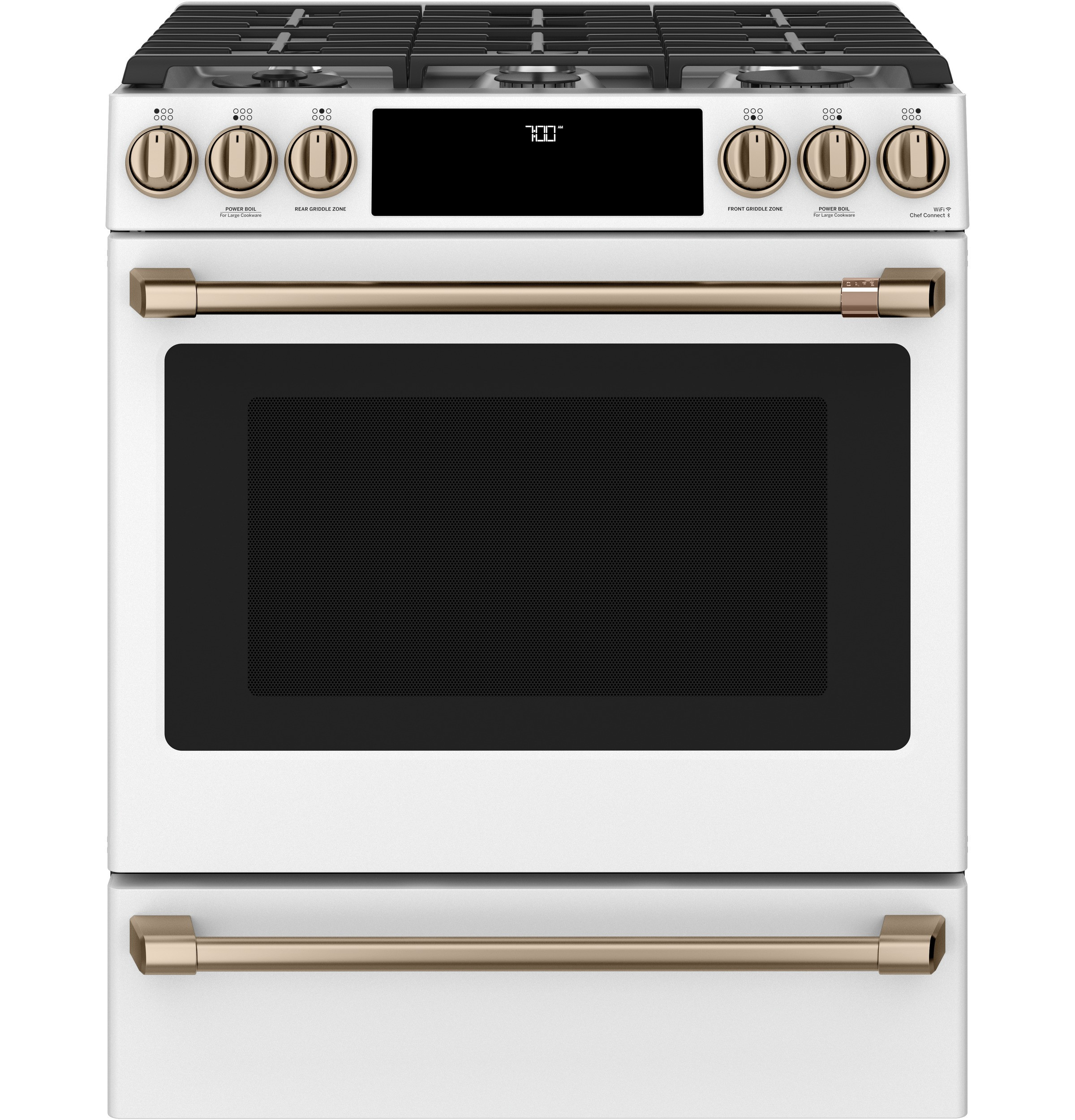 CAFÉ™ 30" Smart Slide-In, Front-Control, Gas Range with Convection Oven | Cafe Appliances (US)