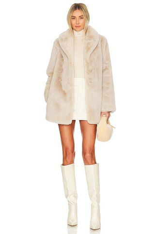 MAJORELLE Tatiana Faux Fur Coat in Oatmilk from Revolve.com | Revolve Clothing (Global)