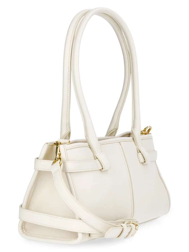 Time and Tru Women's Faux Leather Gwyn Shoulder Handbag, Bleached Beige | Walmart (US)