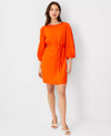 Click for more info about Linen Blend Puff Sleeve Belted Shift Dress