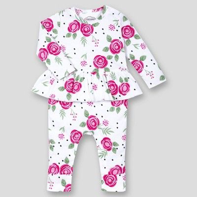 Lamaze Baby Girls' Organic Floral Romper - Pink/White | Target