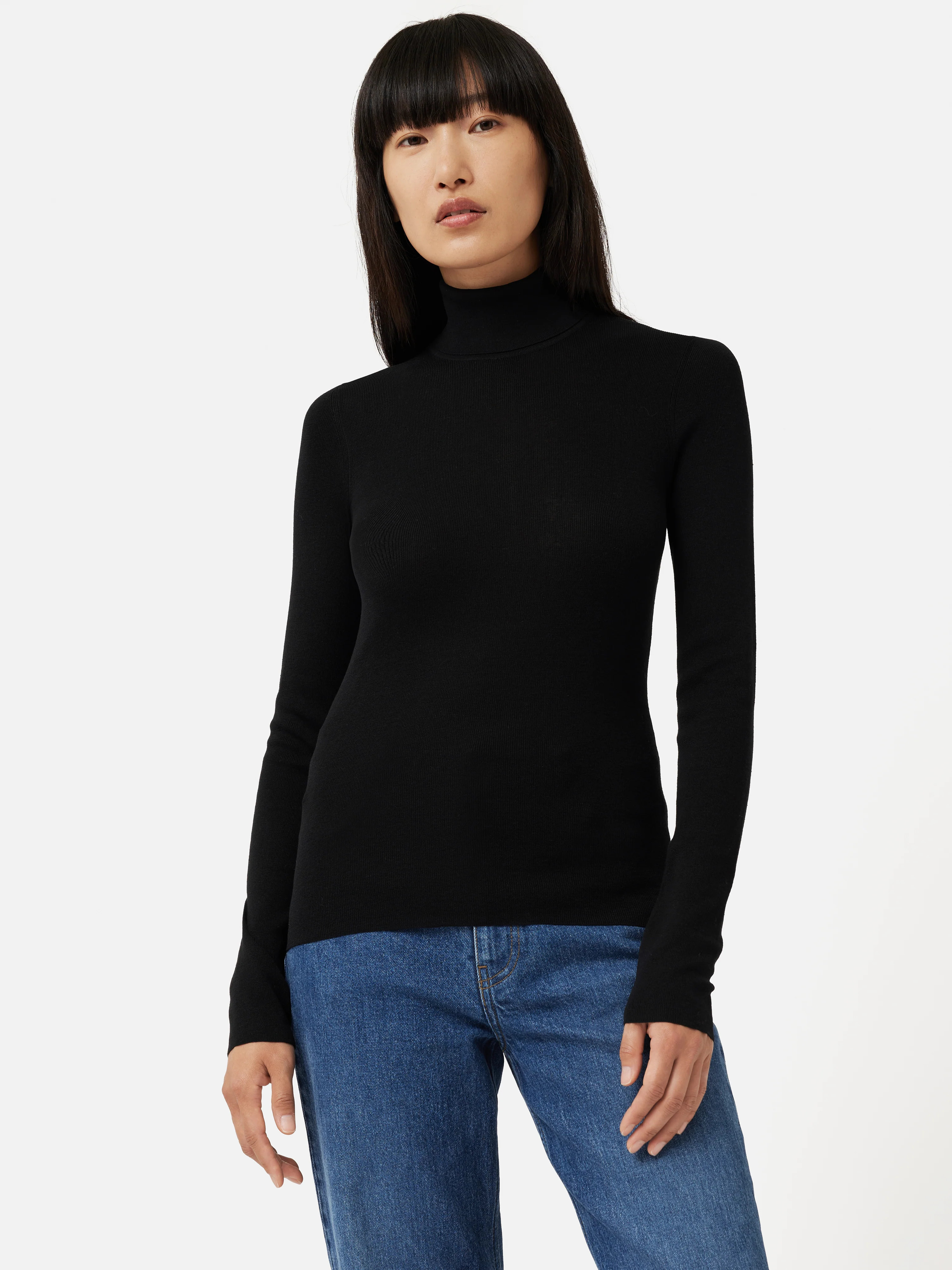 Silk Cotton Polo Jumper | Black | Jigsaw (UK)