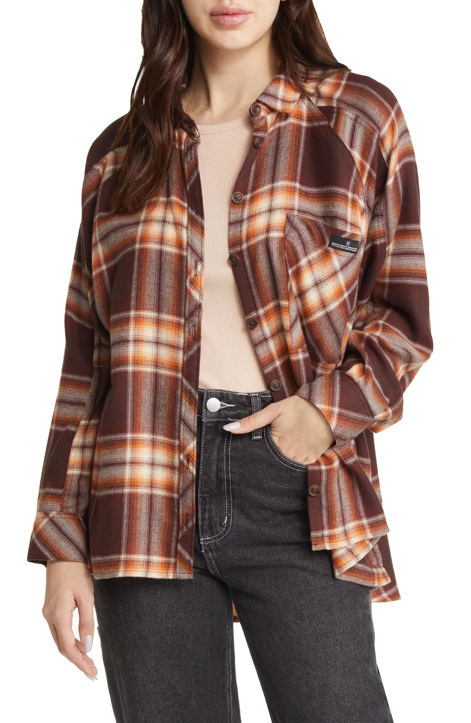BDG Urban Outfitters Brendon Plaid High-Low Flannel Button-Up Shirt | Nordstromrack | Nordstrom Rack