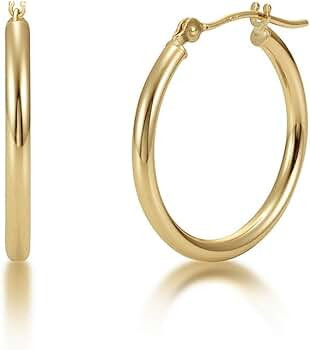 KEZEF 14k Gold Hoop Earrings 2mm Thin Lightweight — Yellow Gold 10-60mm Hoop Earring 14k Real G... | Amazon (US)