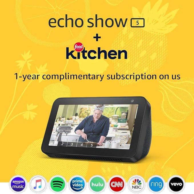 Echo Show 5 (Charcoal) Kitchen Bundle with Food Network Kitchen Complimentary Subscription | Amazon (US)