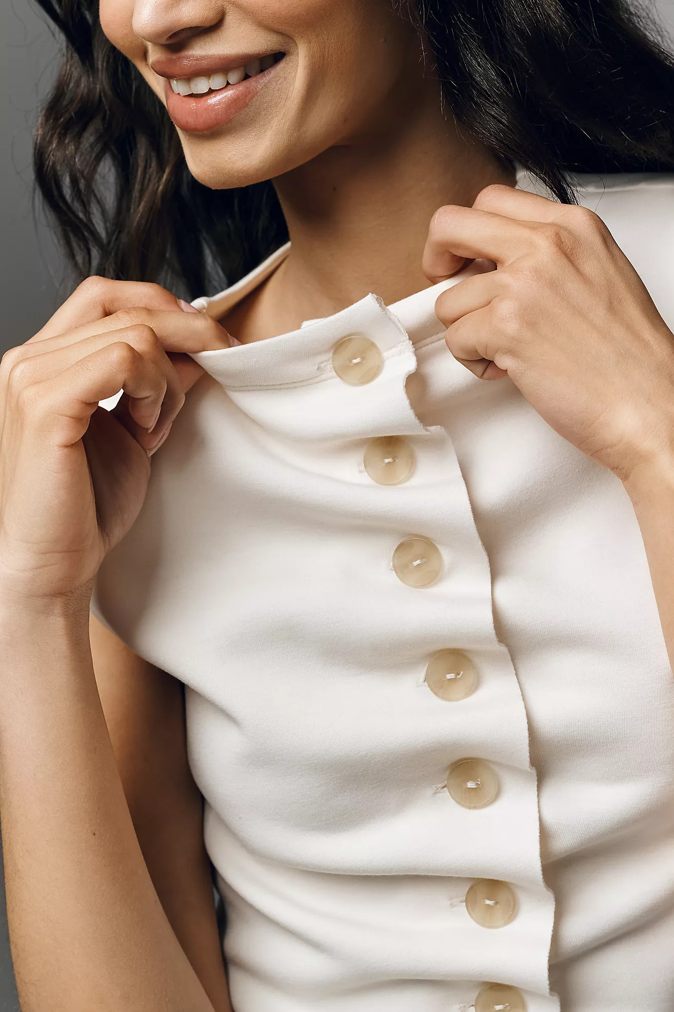 By Anthropologie Ruched Sleeveless Buttondown Top | Anthropologie (US)