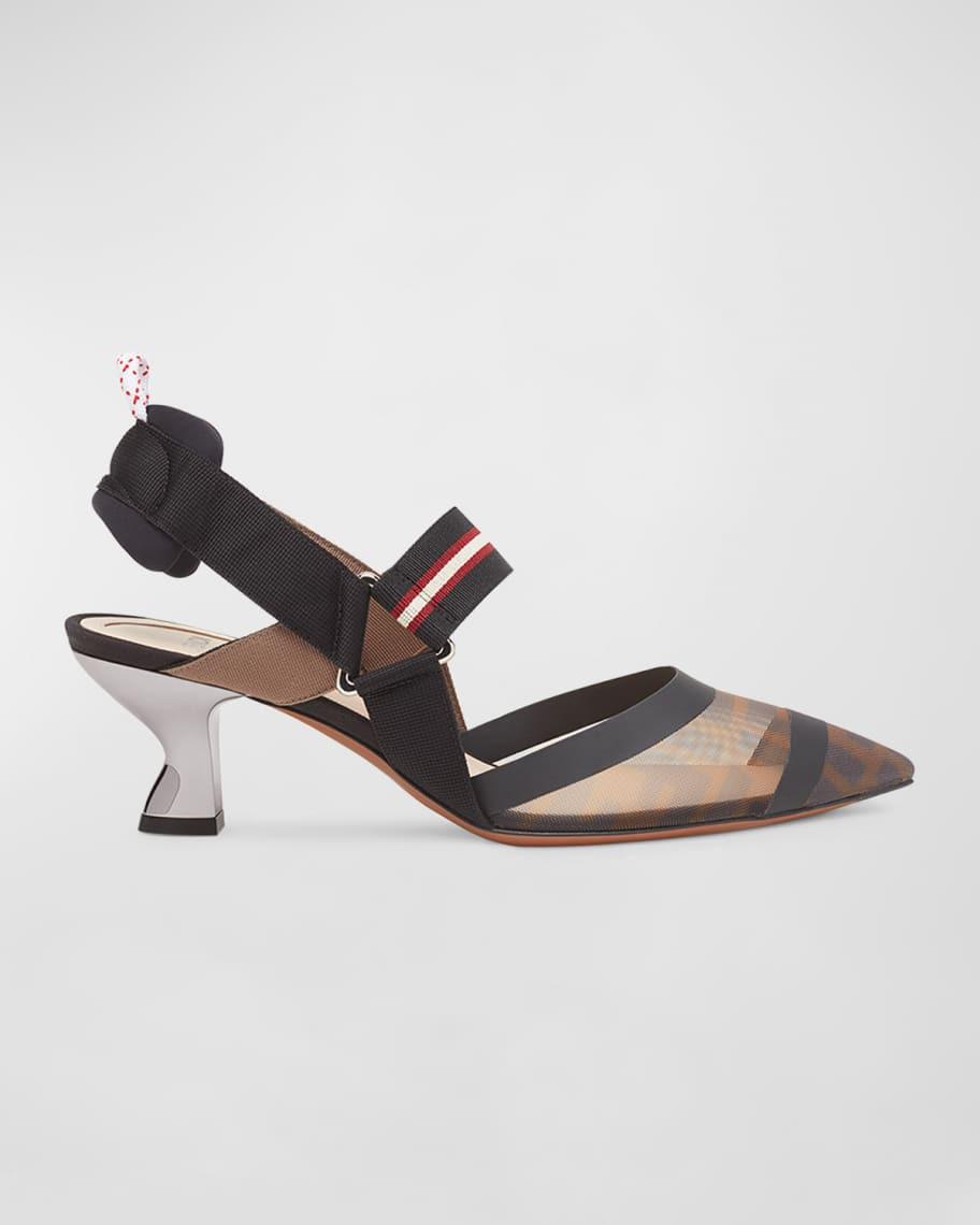 Fendi Colibri Runway Mesh FF Slingback Pumps | Neiman Marcus