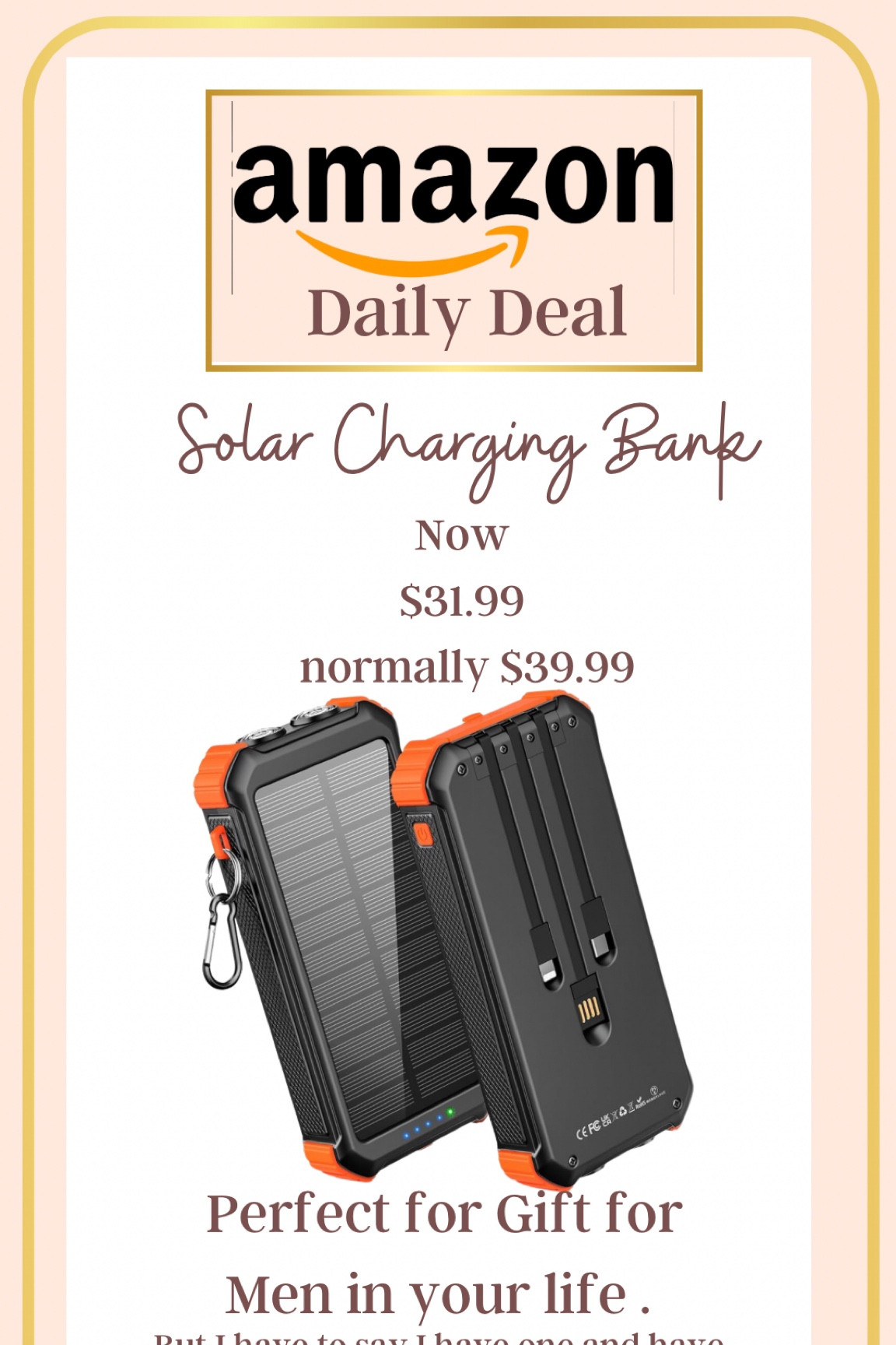 Amazon daily deal!

Solar charger for phones and computers 

On daily deal under $32
Perfect gift for the mean in your life or for those that need to add to their prep kits!

All my family members have these

#LTKGiftGuide #LTKFindsUnder50 #LTKHome