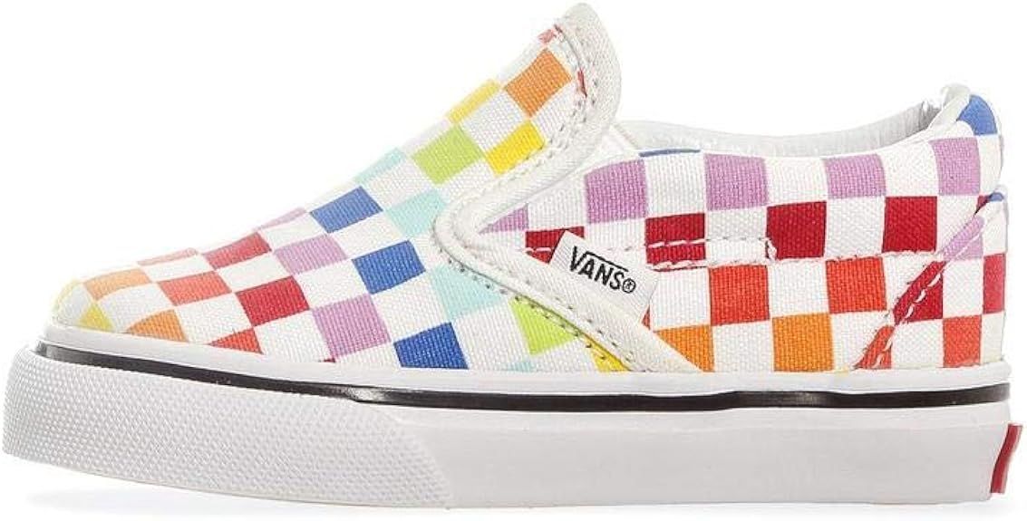 Vans Toddier Slip-On (Checkerboard) Rainbow/True White VN000EX8U09 Toddler Shoes | Amazon (US)