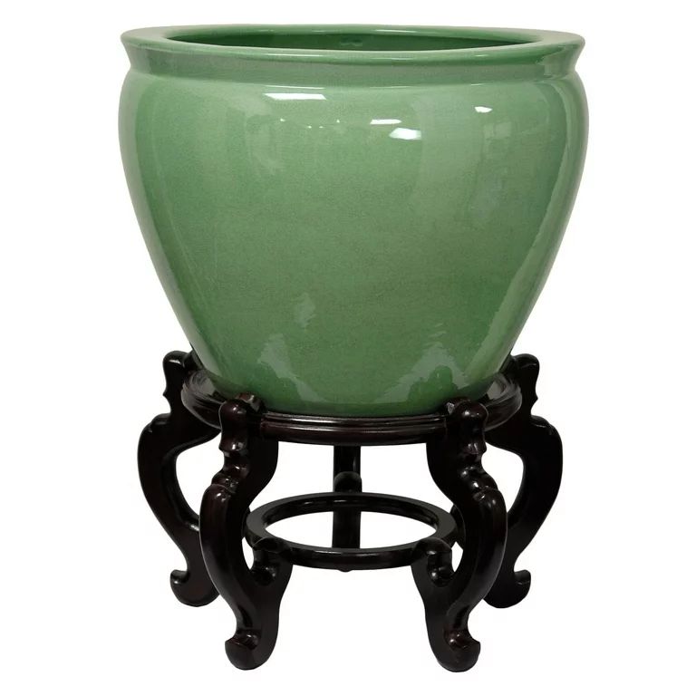 Oriental Furniture 20" Celadon Porcelain Fishbowl | Walmart (US)