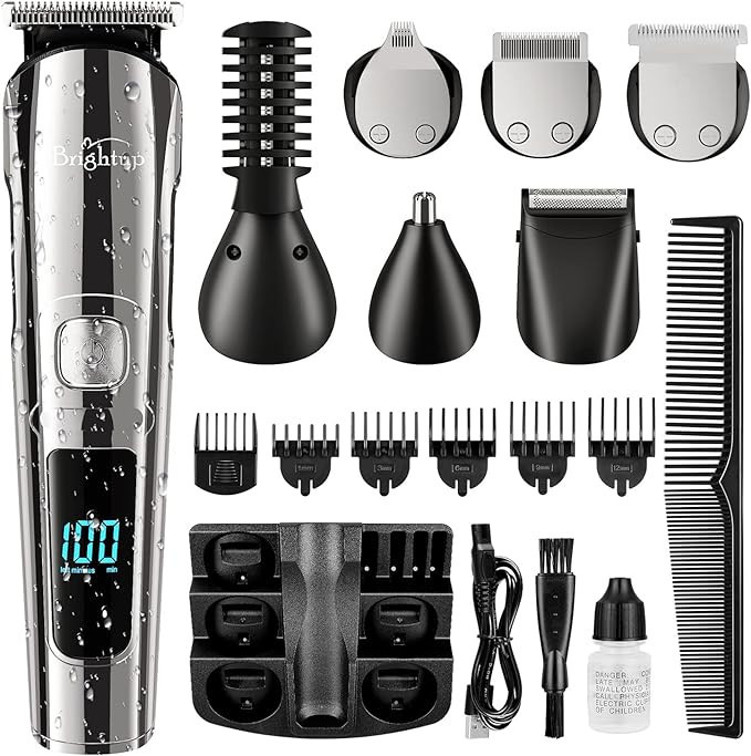 Brightup Beard Trimmer for Men - 19 Piece Mens Grooming Kit with Hair Clippers, Electric Razor, S... | Amazon (US)