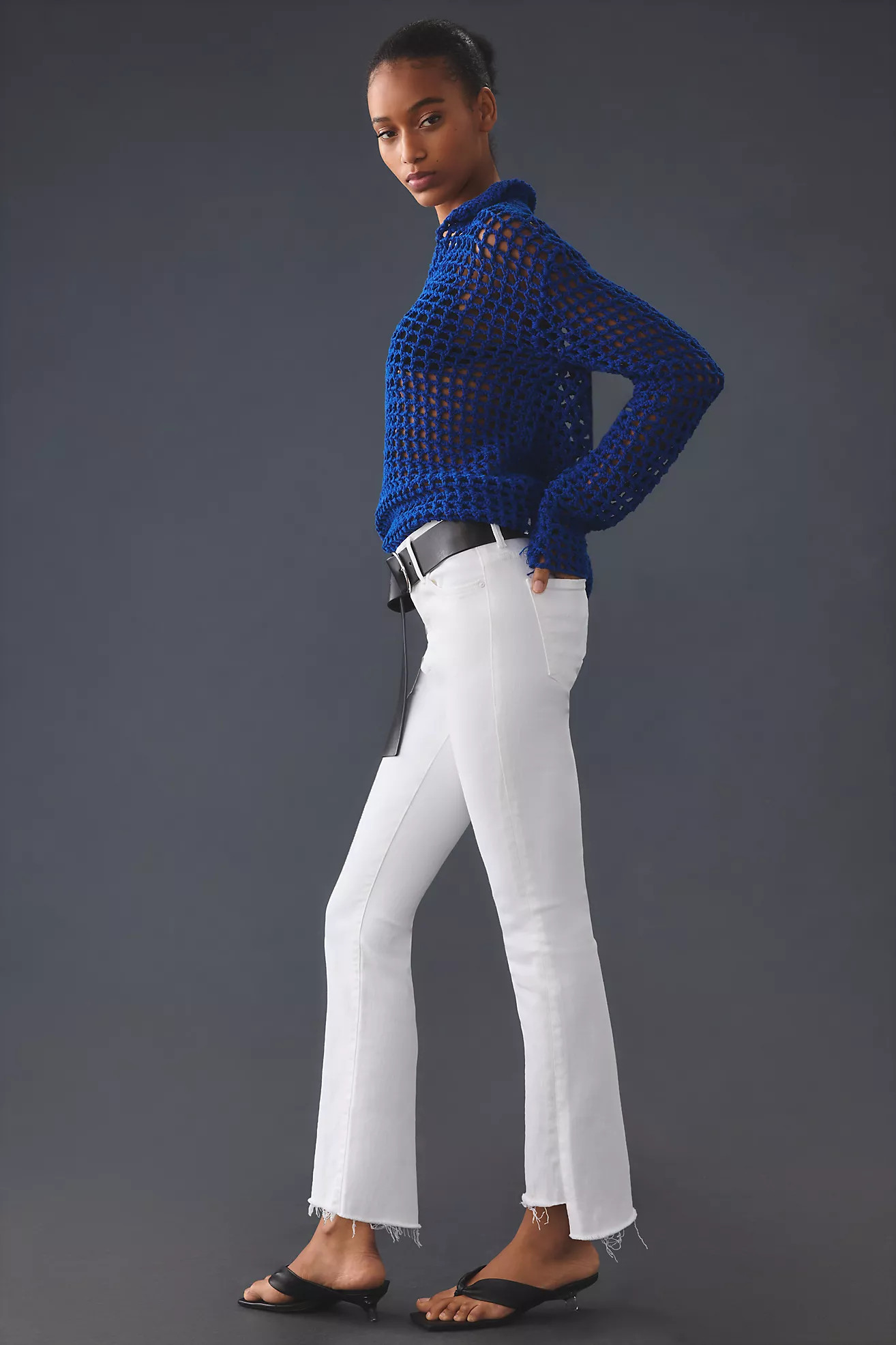 MOTHER The Insider Mid-Rise Crop Step Fray Jeans | Anthropologie (US)