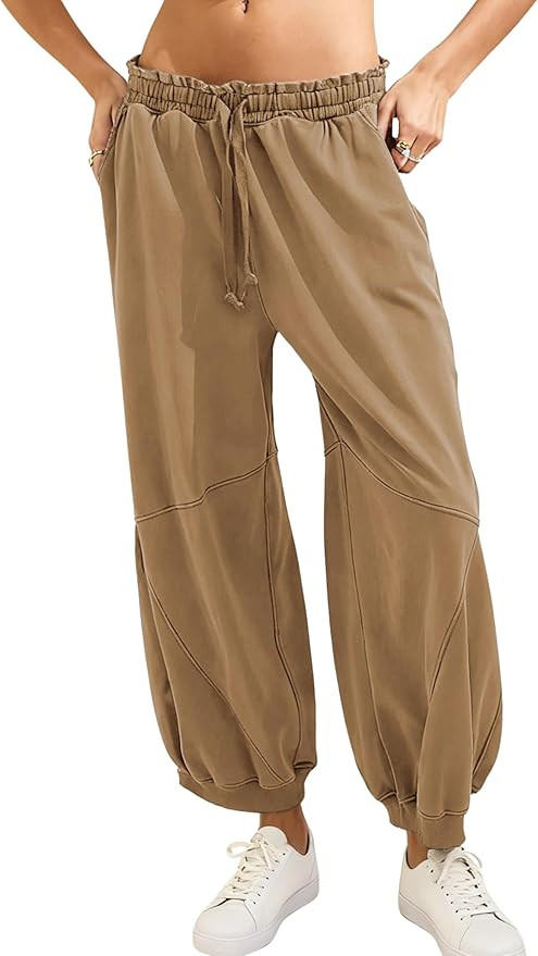 Tanming Womens Baggy Sweatpants Barrel Leg Trousers Elastic Waisted Drawstring Lounge Joggers Pan... | Amazon (US)