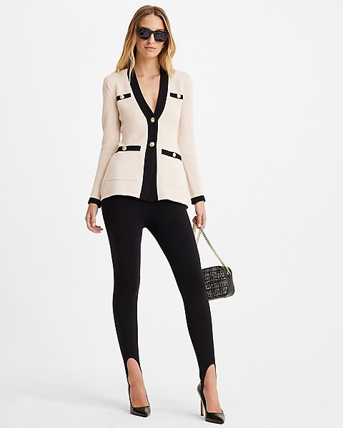 Tipped Novelty Button Sweater Jacket | Express