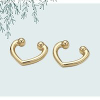 Heart Shape Ear Cuff, Dainty Pointed Round Gold Filled Earring, No Piercing, 1 Pair | Etsy (US)