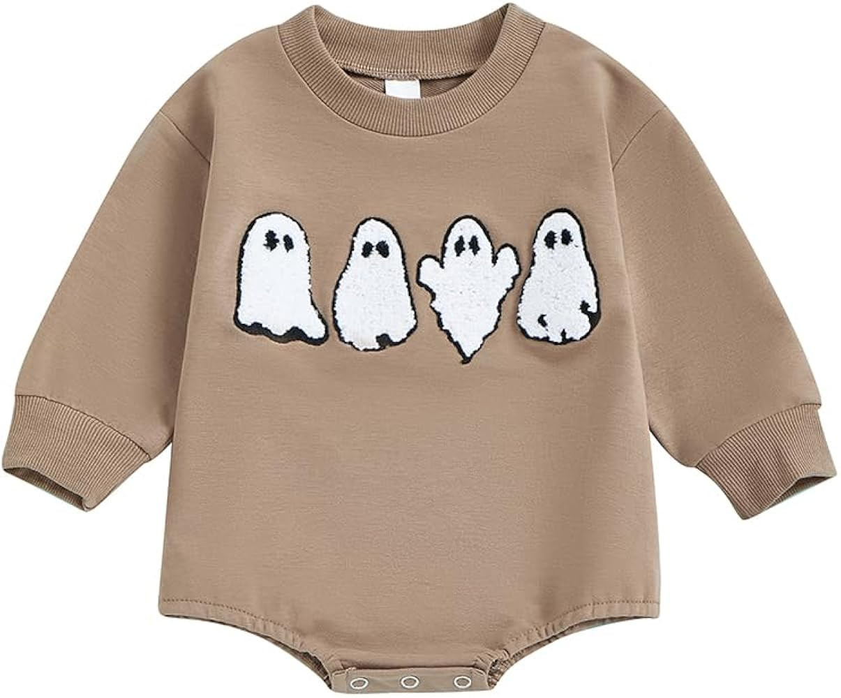 YINGISFITM Halloween Baby Girl Boy Outfit Long Sleeve Sweatshirt Bubble Romper Halloween Shirt Sw... | Amazon (US)