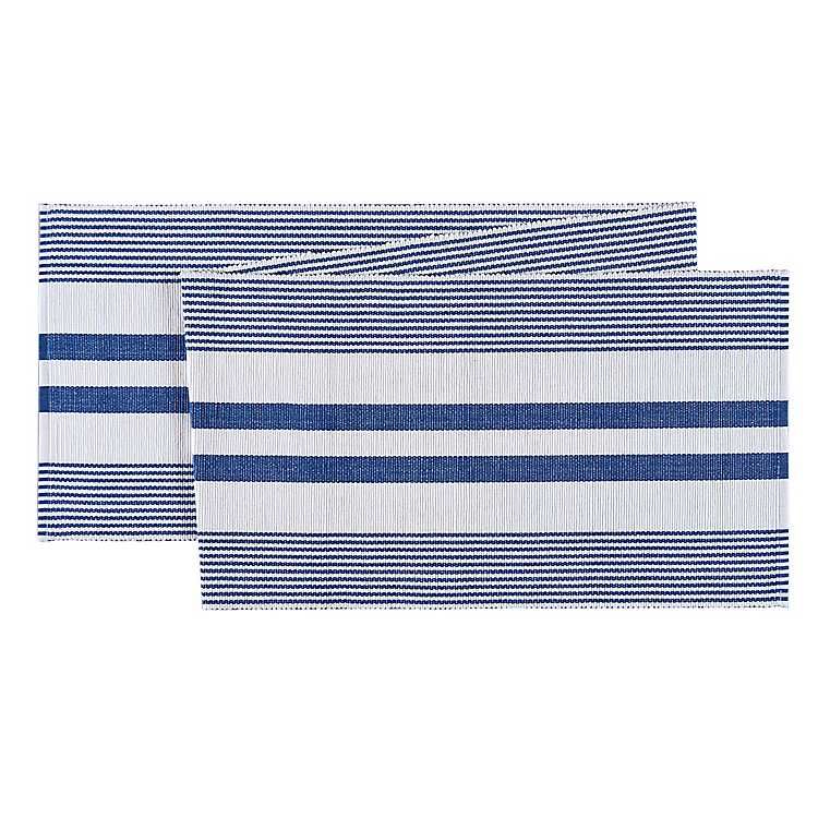 Blue and White Stripes Woven Table Runner | Kirkland's Home