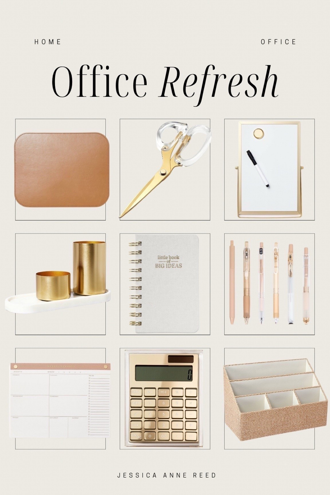 Office refresh, office accessories, neutral office supplies, gold calculator, desk accessories, notepad, desk pad, planner, day planner, neutral pens #LTKStyleTip



#LTKFindsUnder50 #LTKHome

#LTKHome #LTKSaleAlert
