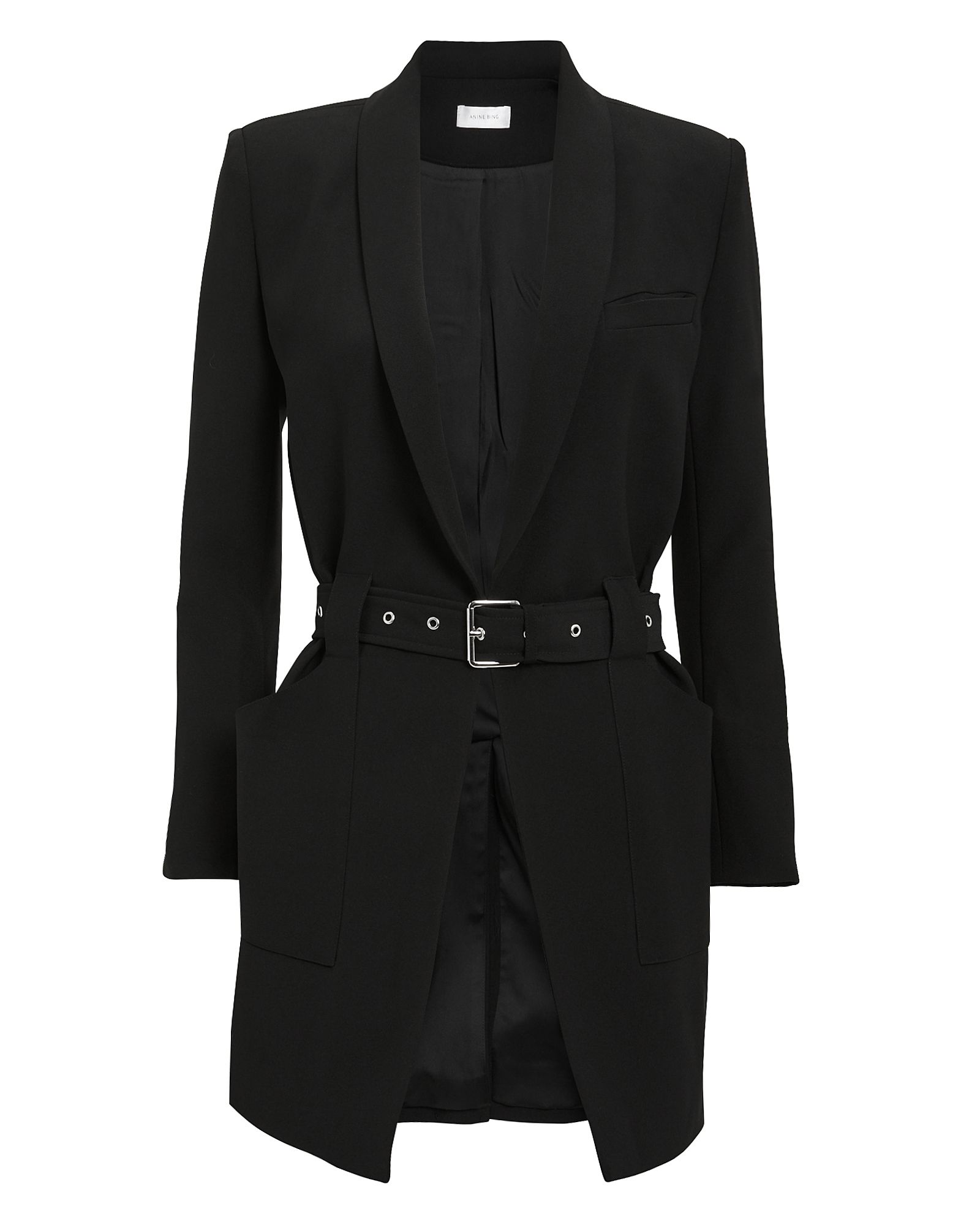 Anine Bing Charlotte Belted Blazer Black M | Intermix