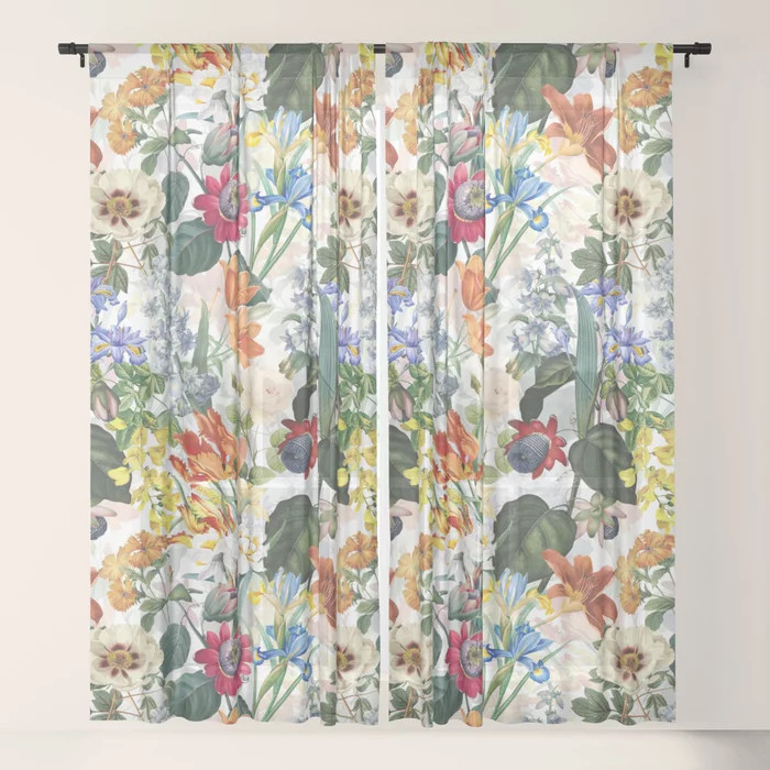 Vintage & Shabby Chic - Tropical Botanical Flower Garden  Sheer Curtain | Society6