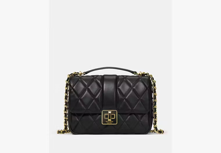 Kate Spade Carey Quilted Small Flap Crossbody, Black | Kate Spade Outlet