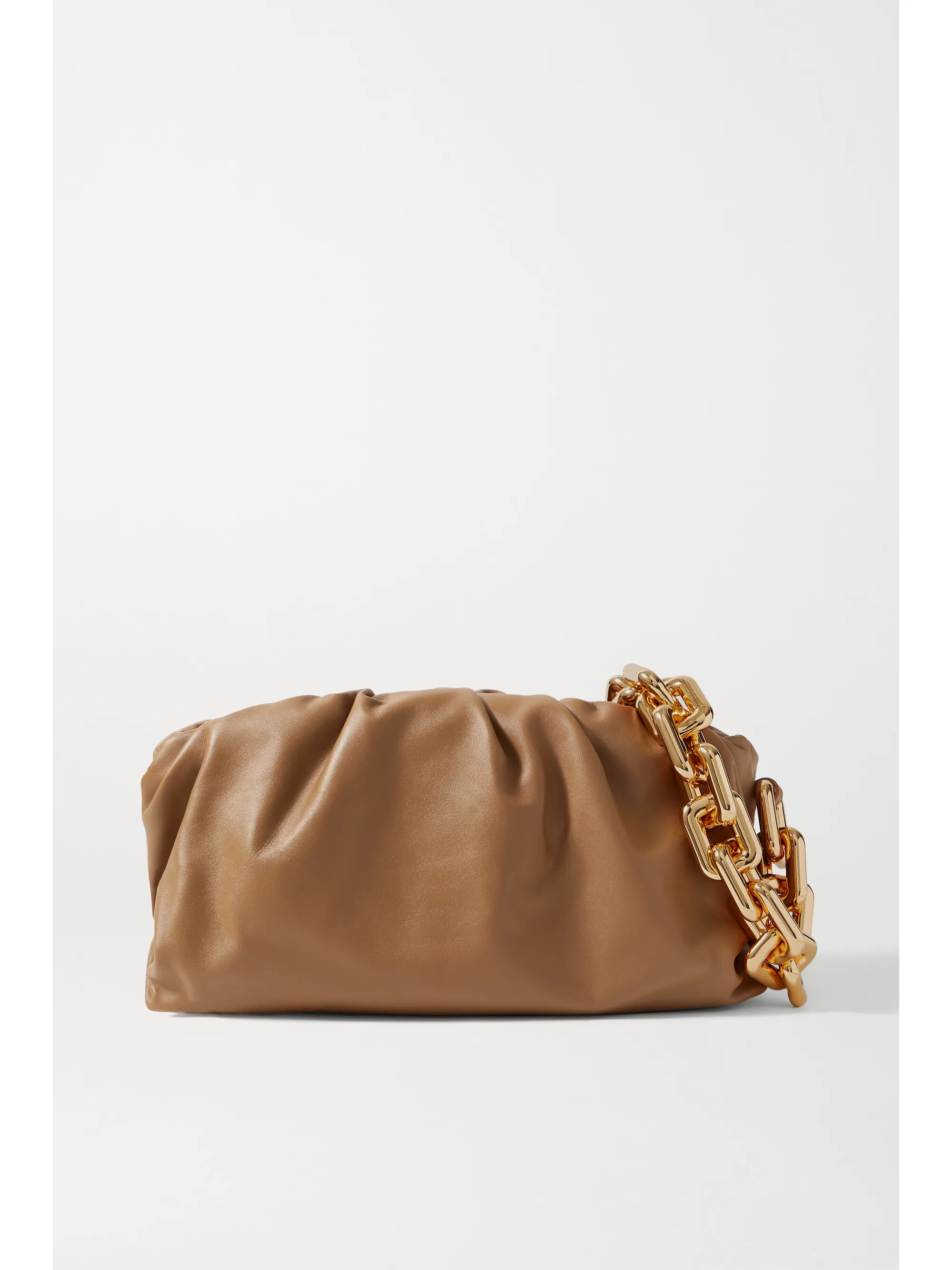 Camel The Chain Pouch gathered leather clutch | Bottega Veneta | NET-A-PORTER | NET-A-PORTER (US)