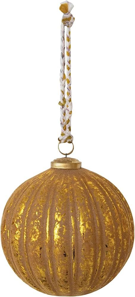 Creative Co-Op Embossed Flocked Glass Ball Ornament with Braided Sari Hanger, Blush and Gold Fini... | Amazon (US)