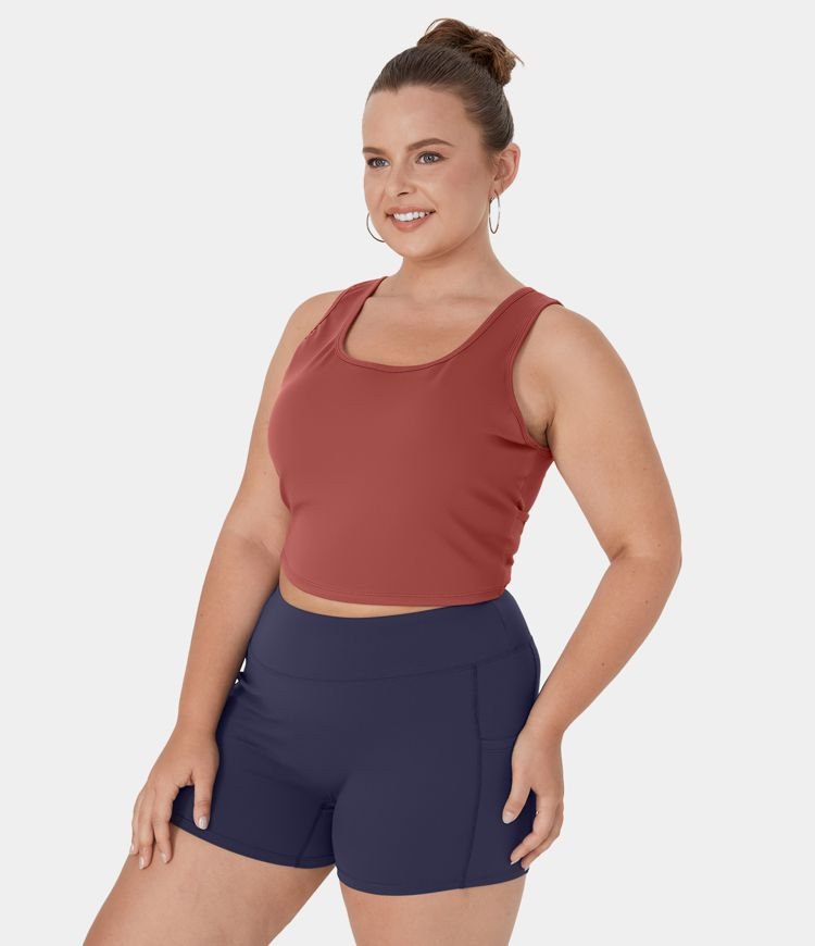 U Neck Backless Crossover Plus Size Barre Ballet Dance Tank Top | HALARA