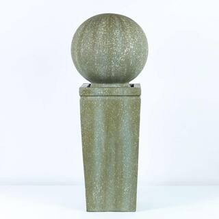 LuxenHome 34.5 in. H Stone and Patina Sphere on Pillar Cascade Fountain WHF481 - The Home Depot | The Home Depot