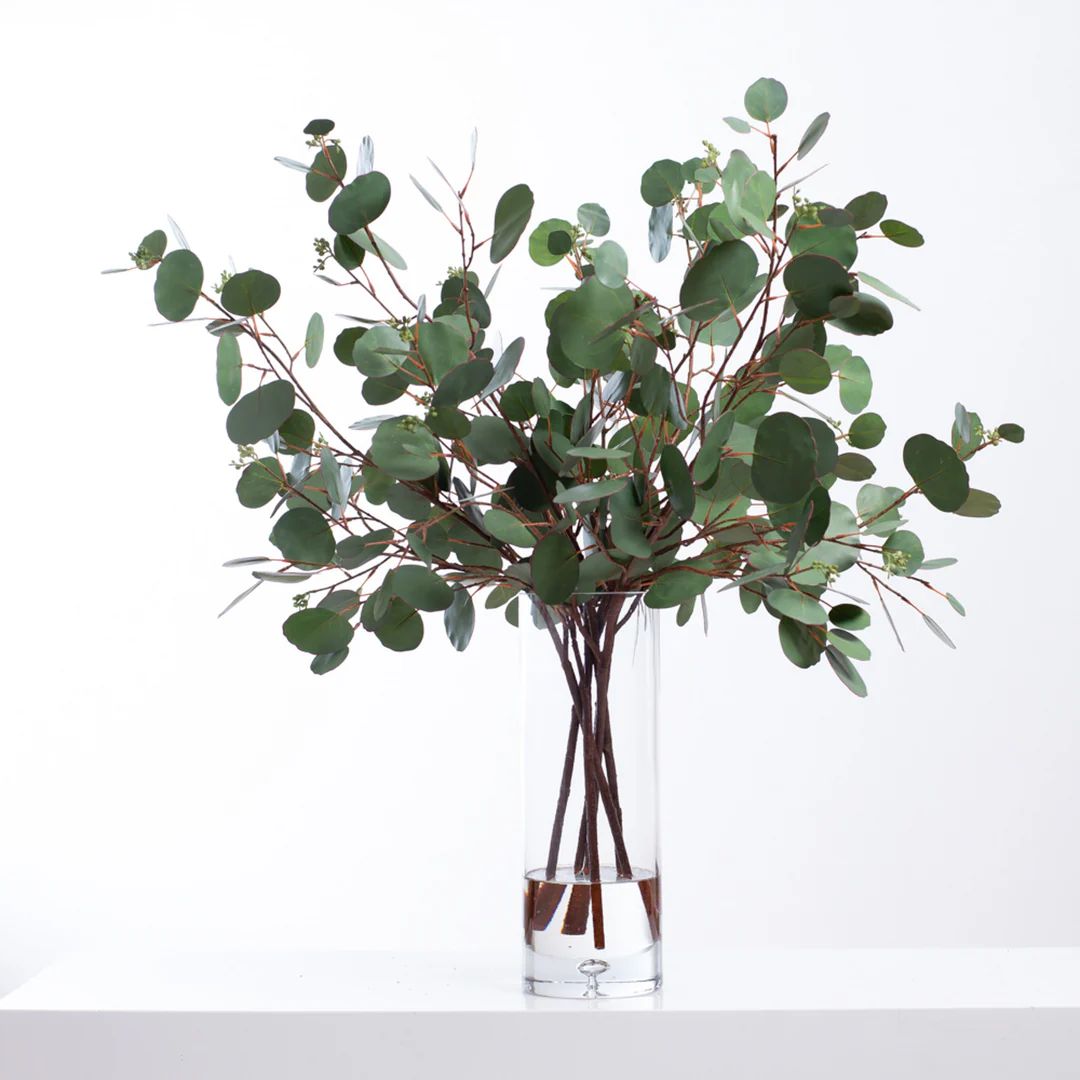 Real Touch Eucalyptus Arrangement in Large Glass Vase | Darby Creek Trading
