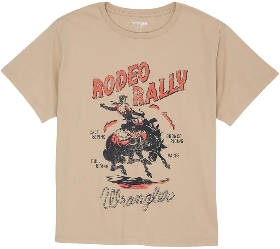 Wrangler Womens Western Graphic Girlfriend Tee Desert Beige | Amazon (US)