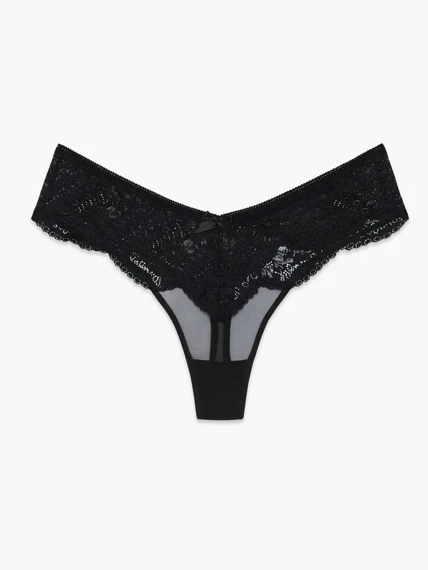 Haute Lace Thong Knickers in Black | SAVAGE X FENTY UK United Kingdom | Savage X Fenty UK