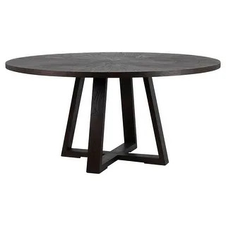 Evan 63-inch Round Oak Pedestal Dining Table Finished in Rich Espresso Brown | Bed Bath & Beyond