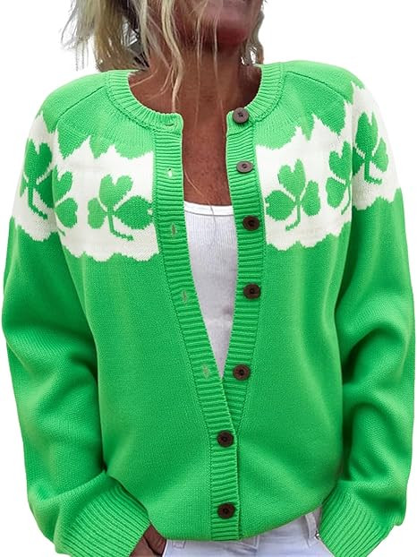 Women's Funny Fall Winter Animal Floral Christmas Tree Long Sleeve Button Knit Cardigan Sweater | Amazon (US)