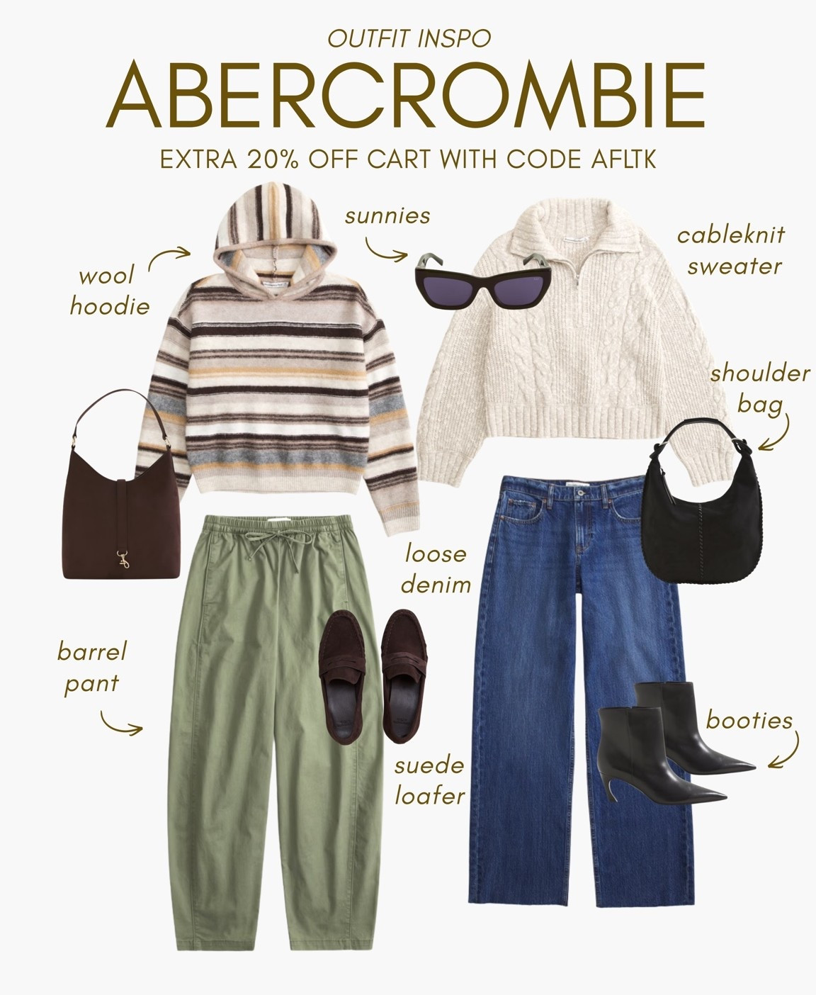 [10/10/26] Abercrombie Outfit Inspo for Fall 🍂 | Get 20% off using code AFLTK

*Use code AFLTK to get an additional 20% off almost everything in stores and online at checkout from October 10, 2026 to October 11, 2026 in US/CA. Exclusions apply. See details online.