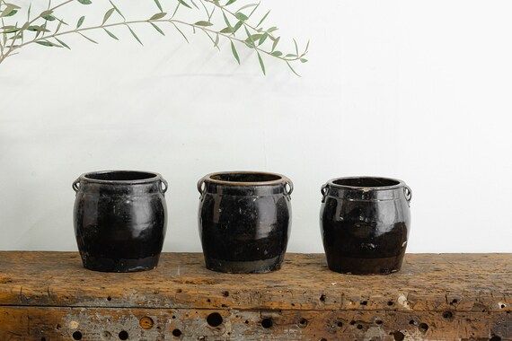 Vintage Glossy Black Oil Pot (Free Shipping) | Etsy (US)