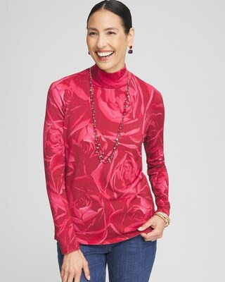 Rose Print Mockneck Pullover Sweater | Chico's