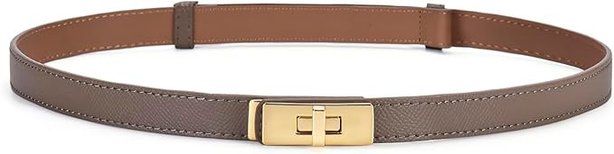 Women Ladies Adjustable Skinny Leather Belt Solid Alloy Turn Lock Slim Thin Waist Belt For Dresse... | Amazon (US)