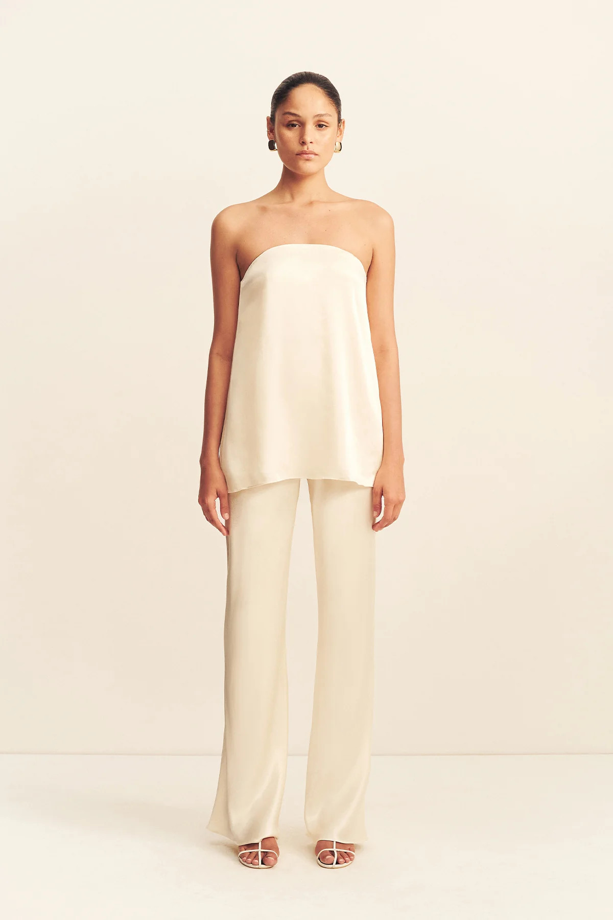 La Lune Strapless Column Top | Cream | Tops | Shona Joy | Shona Joy