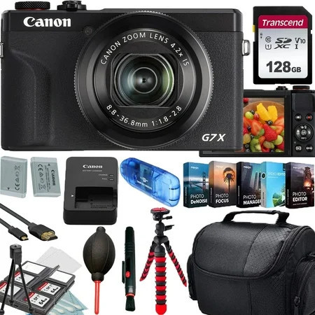 Canon PowerShot G7 X Mark III Digital Camera (Black)+128GB Transcend Memory Card+Camera Shoulder Bag+12 inch Flexible Spider Tripod+Deluxe Accessory Bundle | Walmart (US)