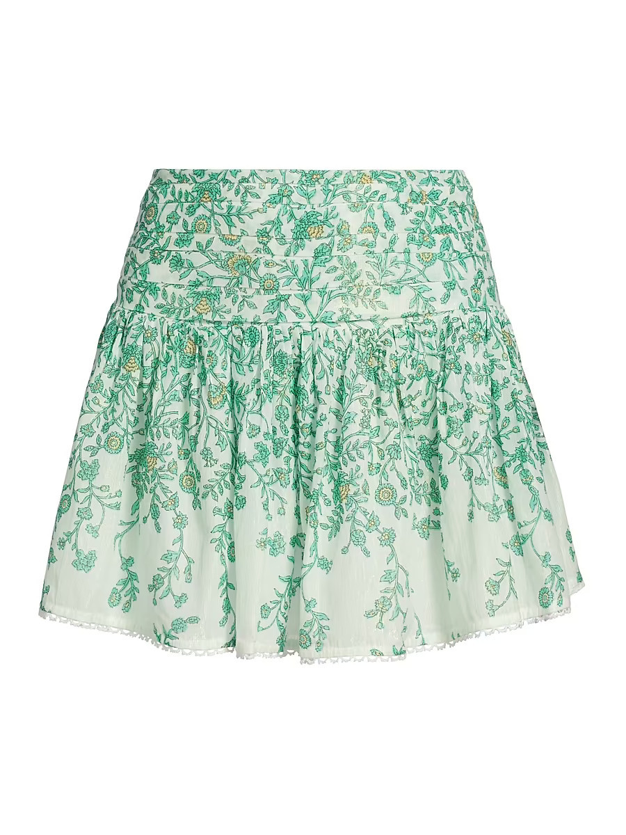Women's Colleen Metallic Floral A-Line Miniskirt - Green Lazuli - Size Small | Saks Fifth Avenue