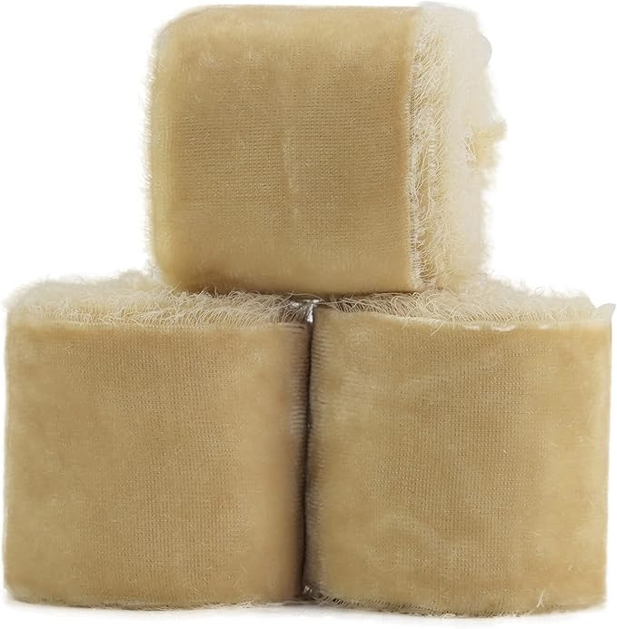 Amazon.com: HUIHUANG 3 Rolls Frayed Silk Velvet Ribbon Tan Fringe Ribbon Raw Edge Rustic Wedding ... | Amazon (US)