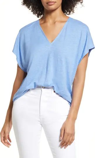 Nordstrom Women's V-Neck Center Seam Linen Top | Nordstrom | Nordstrom