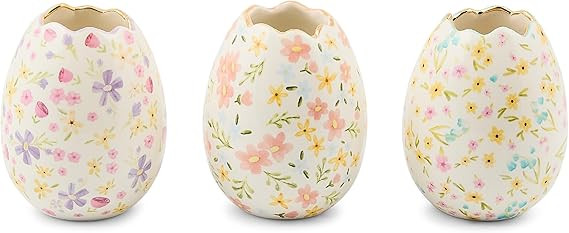 MACKENZIE-CHILDS Set of 3 Ceramic Egg Vases, Easter Egg Mini Vases for Flowers, 8-Ounce Capacity,... | Amazon (US)