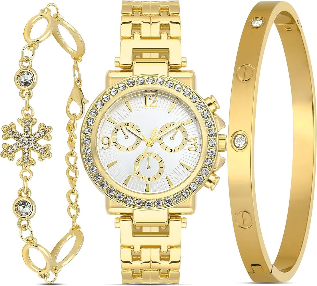 Women's Wrist Watches- Bangle Watch and Bracelet Set | Analog Display with Quartz Movement | Wome... | Amazon (US)