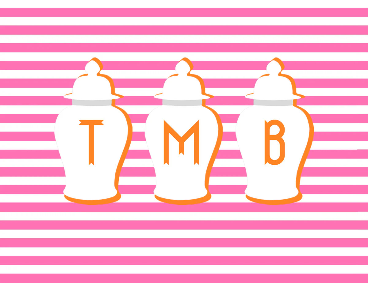 Ginger Jar Stripe, Clementine, Folded Note Cards | Taylor Beach Design