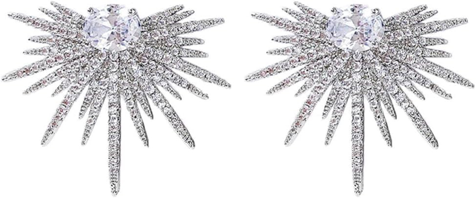 Rhinestone Silver Statement Earrings, Star Stud Earrings Fashion Design | Amazon (US)
